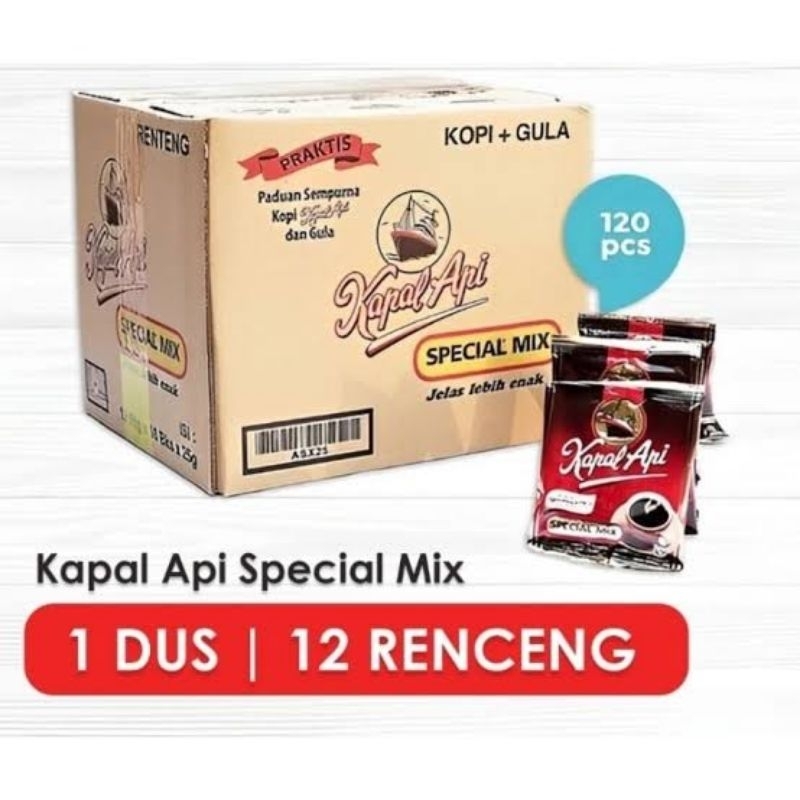 

Kopi Kapal Api Spesial Mix 1 Karton 12 renceng 120sachet Kopi +Gula
