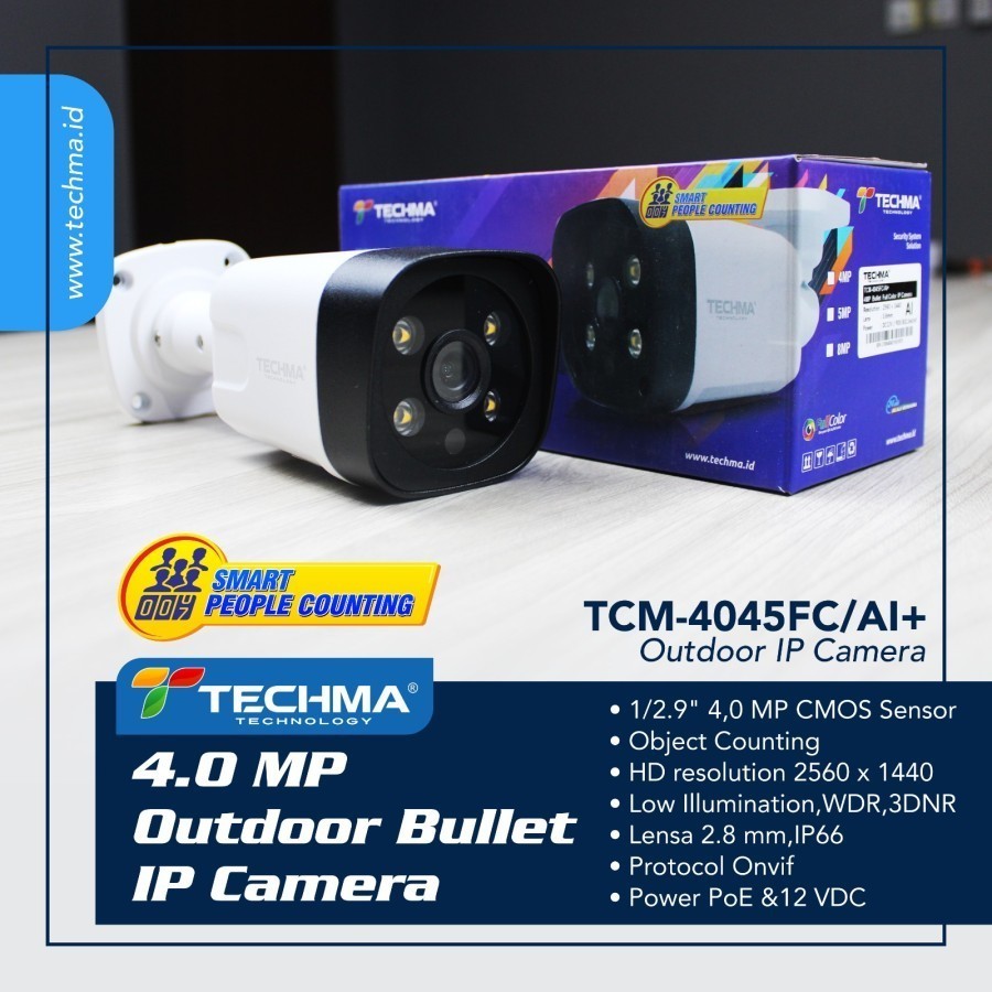 Techma People Counting 4MP Full Color IP Camera with Audio