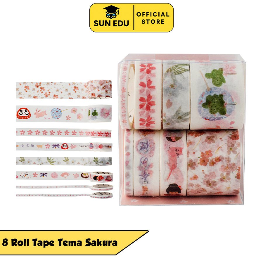 

Stiker Roll Box isi 8 roll/ Stiker Jurnal cute isi 8 Roll/ Washi Tape Karakter Lucu