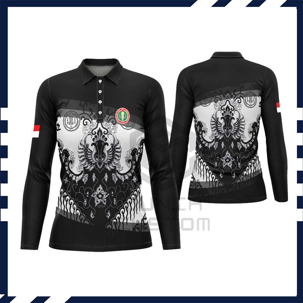 Baju Batik PGRI | Kaos PGRI Wanita | Baju Kaos Pgri Lengan Panjang | Baju Kaos Berkerah Motif Batik 