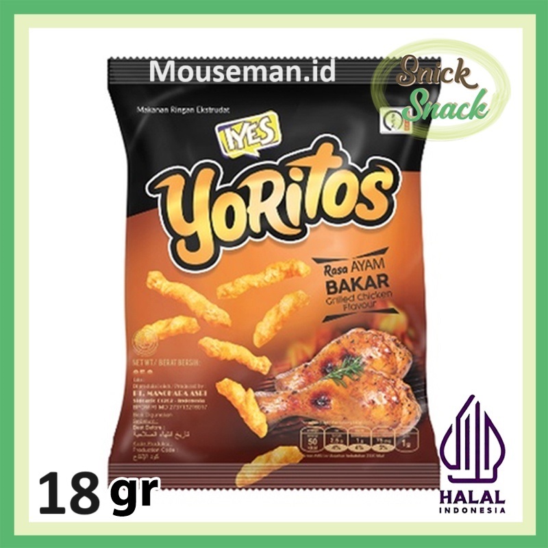 

Mouseman - IYES Yoritos Crackers RASA AYAM BAKAR Grilled Chicken Flavour / KEJU Cheese Flavour / JAGUNG BAKAR PEDAS Spicy Roasted Corn Flavour 18gr