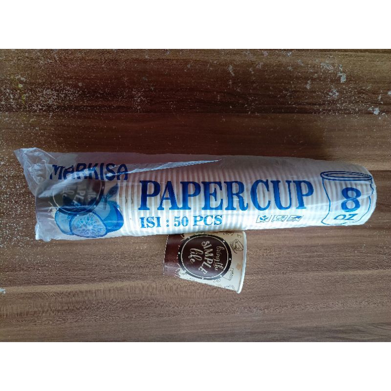Gelas Kertas Paper cup 8oz Motif | Merek Markisa 1 pack isi 50pcs