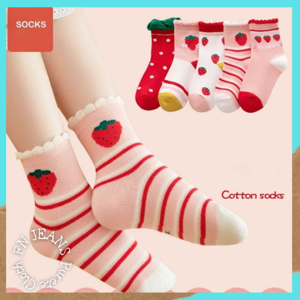 Kaos Kaki Anak Perempuan Little Girl Socks Gambar Lucu SCK 41 JunDW