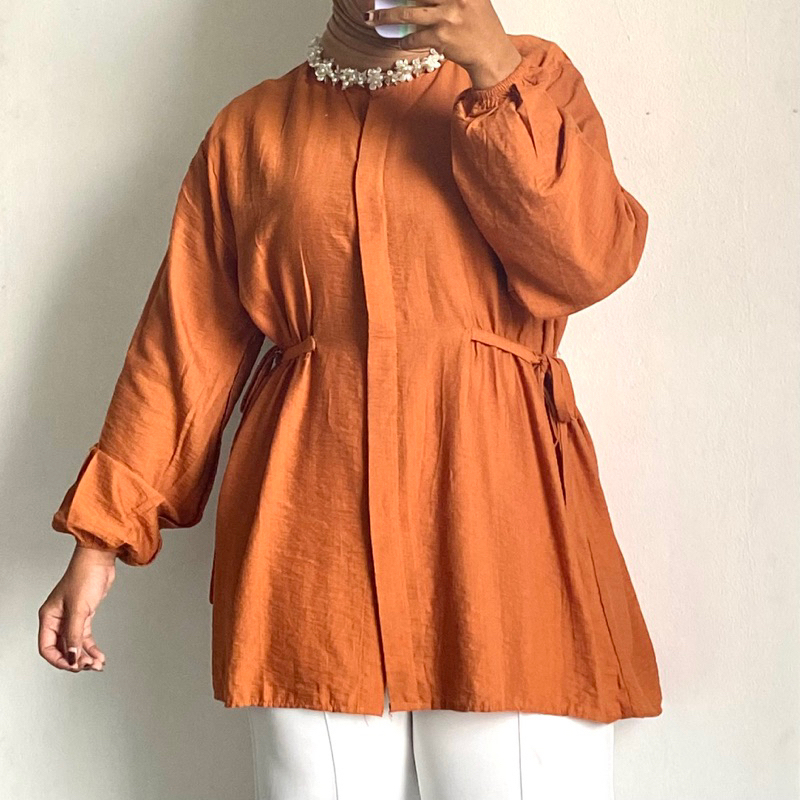 Aleya Top Atasan Wanita Blus Kemeja Casual Linen Crinkle Premium  Variasi Kerut