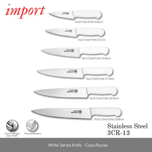 6 Varian IMPORT dari amrik (PREMIUM QUALITY) Pisau Dapur Kitchen Knife Casa Royale - WHITE SERIES