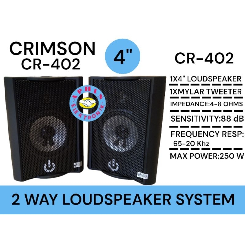 Speaker pasif 4 inch CRIMSON CR-402 Speaker tembok , speaker gantung 4 inch
