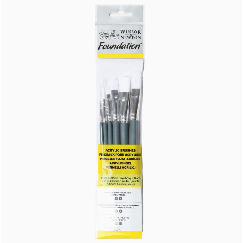 

KUAS FOUNDATION ACRYLIC BRUSH SET 6 WHITE SYNTHETIC WINSOR & NEWTON 5295007