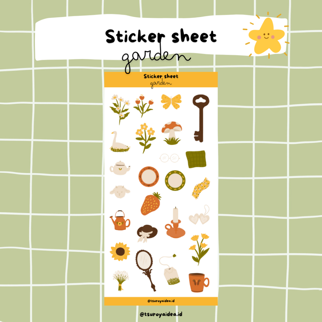 

SS013 - Garden Sticker Sheet, Sticker Journal Lucu Aesthetic
