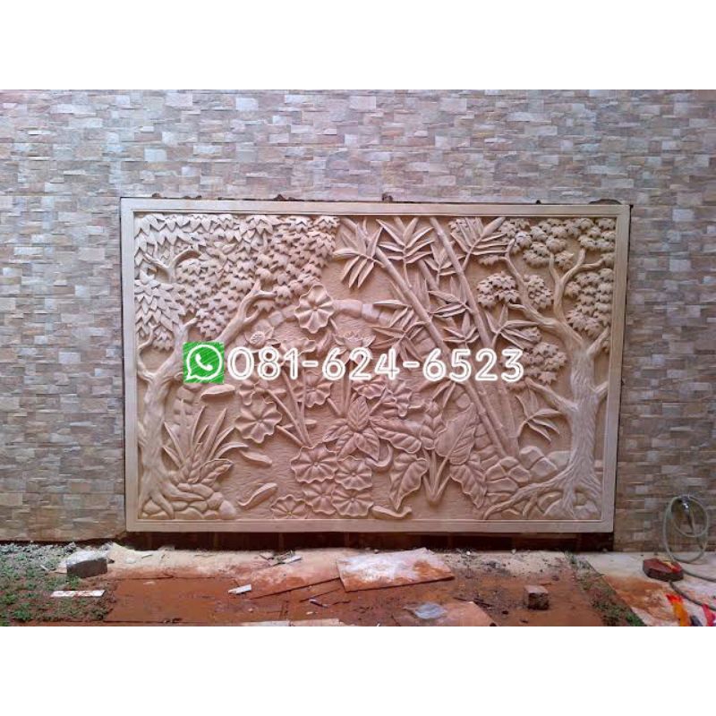 relief custom dinding 100x200x8CM hiasan dinding batu alam