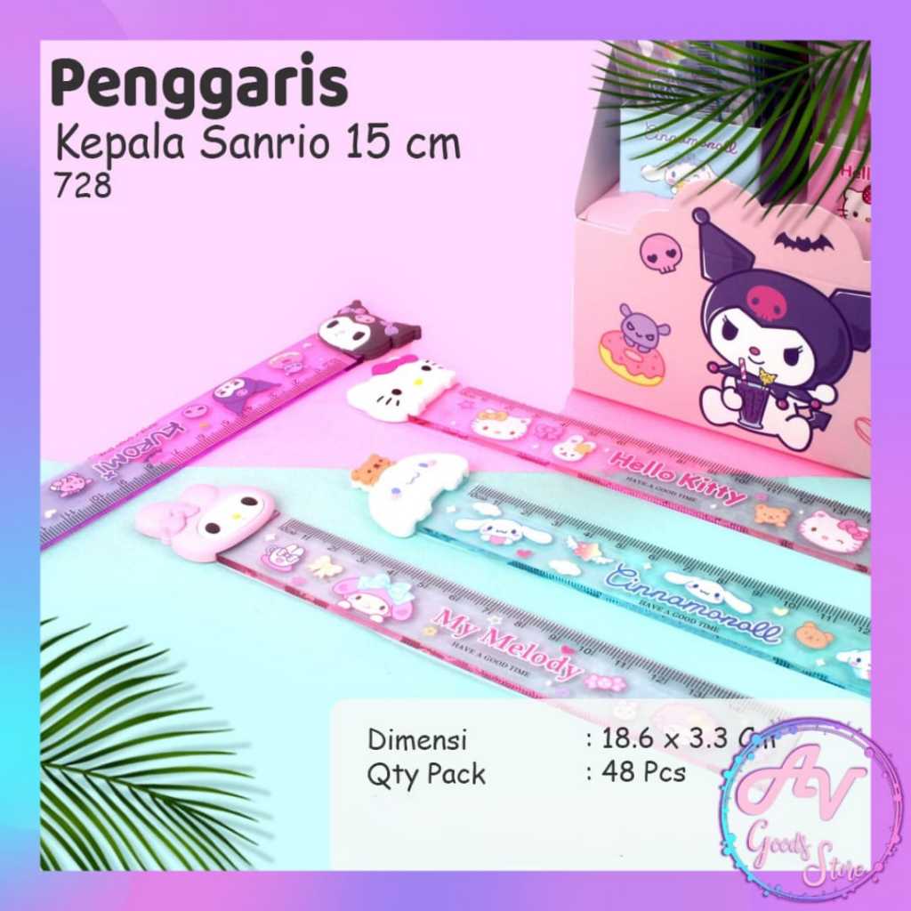 

Penggaris 15cm Sanrio / Penggaris Plastik 15cm Karakter / Mistar Kuromi Cinnamoroll