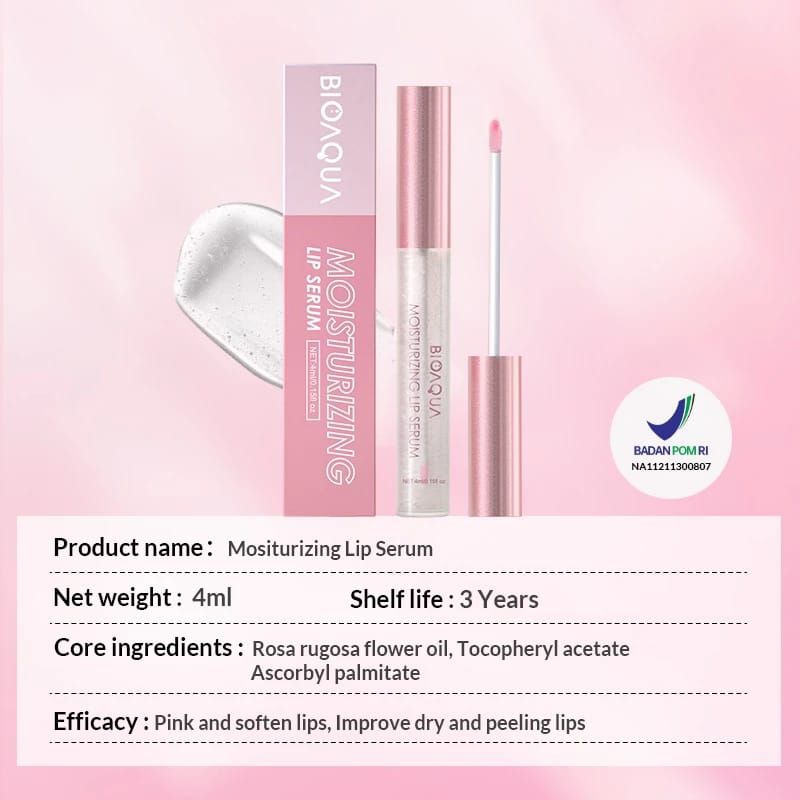 SHVA. BIOAQUA Lip Serum Bibir 4ml Moisturizing Berubah Warna Pink Lip Balm Lip Care Serum Bibir
