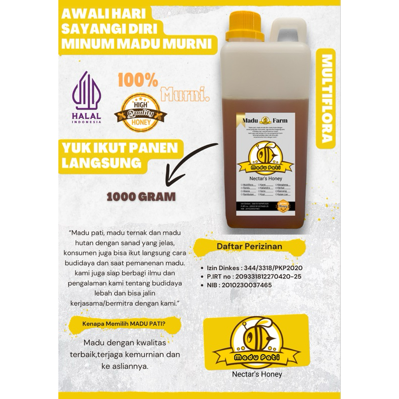 

Madu Multiflora Super-Madu Murni 100% tanpa olahan/campuran-madu langsung dari peternak