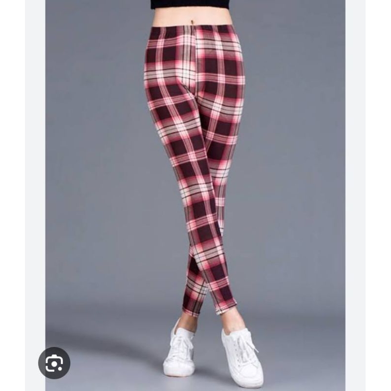 Legging Premium Motif Kotak-Kotak | Legging panjang wanita Jumbo