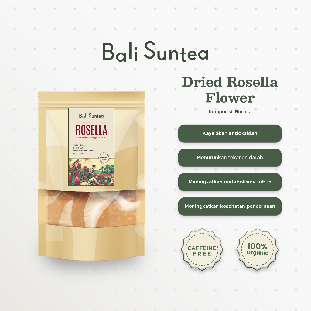 

Dried Rosella Flower / Hibiscus 100% Organik | Teh Herbal Bali Suntea