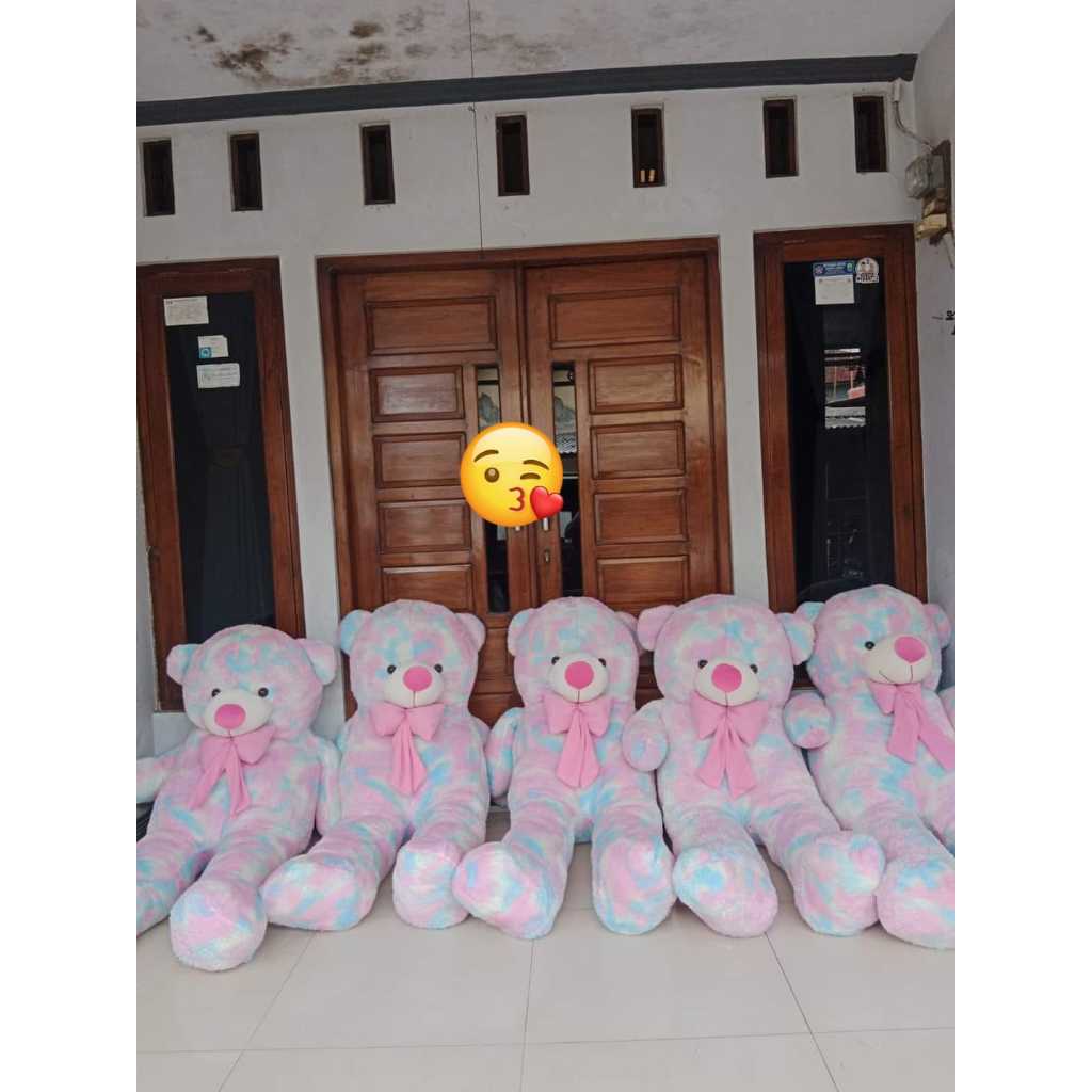 BONEKA  TEDDY BEAR PELANGI BESAR  SUPER JUMBO TINGGI  1.5 METER FREE UKIR NAMA / KADO /HADIAH SUPER 