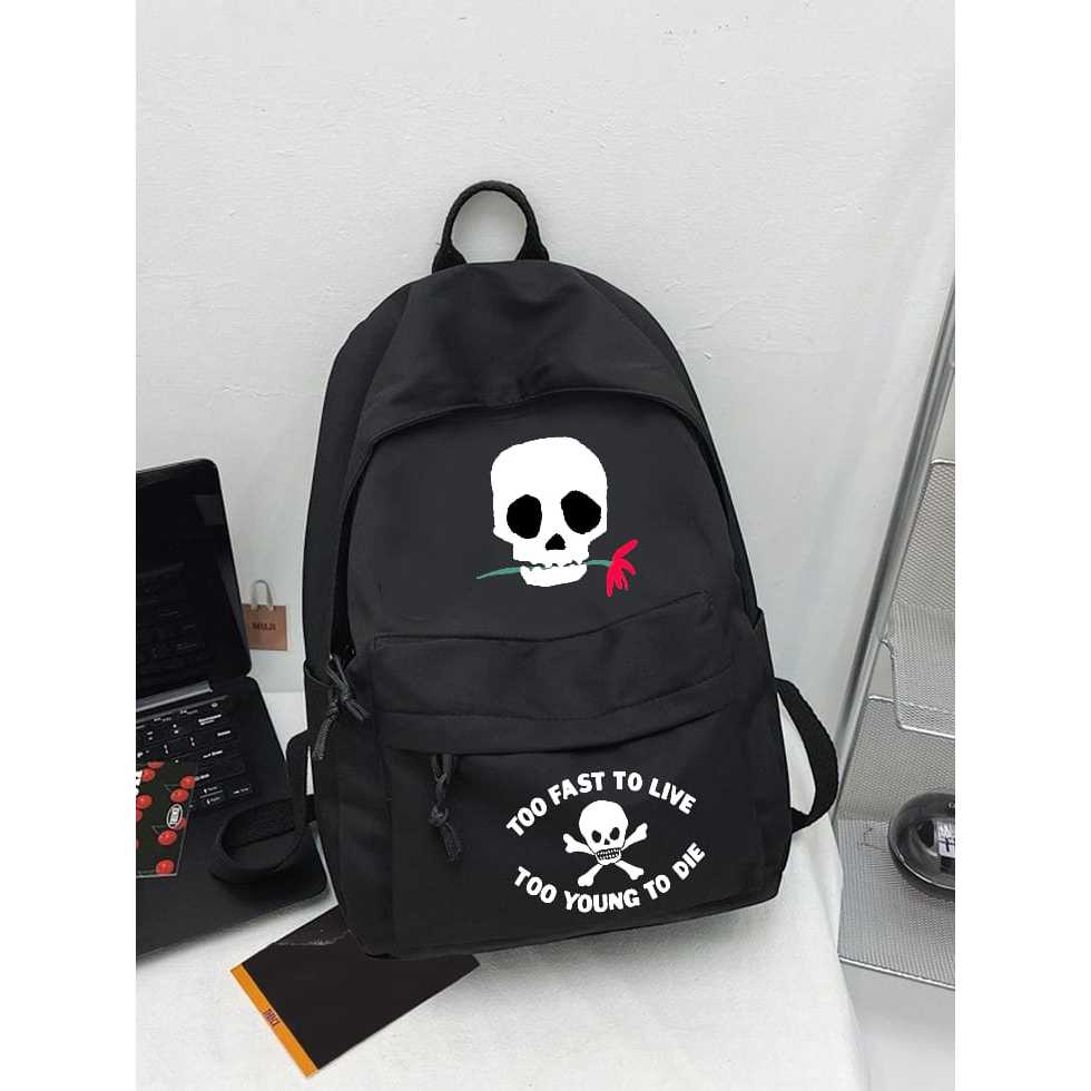 Tas Ransel Sekolah Terbaru 2024 Tas Kece Skull Flower Kekinian Termurah Besik Stm COD