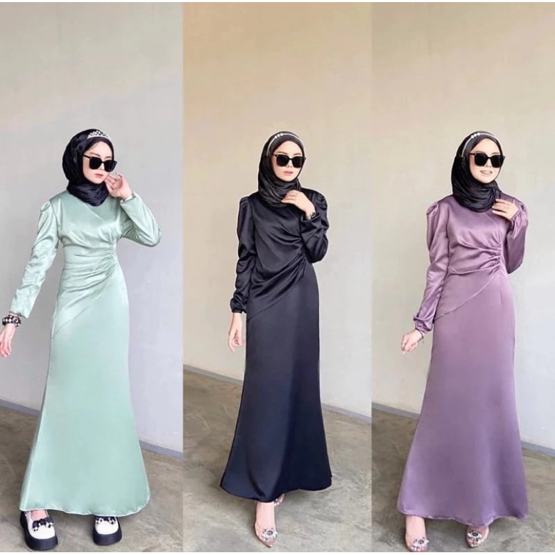 [ Termurah ] Fresia Dress Satin Silk Premium | Dress Lamaran Kondangan Graduation Pesta | Baju Bride