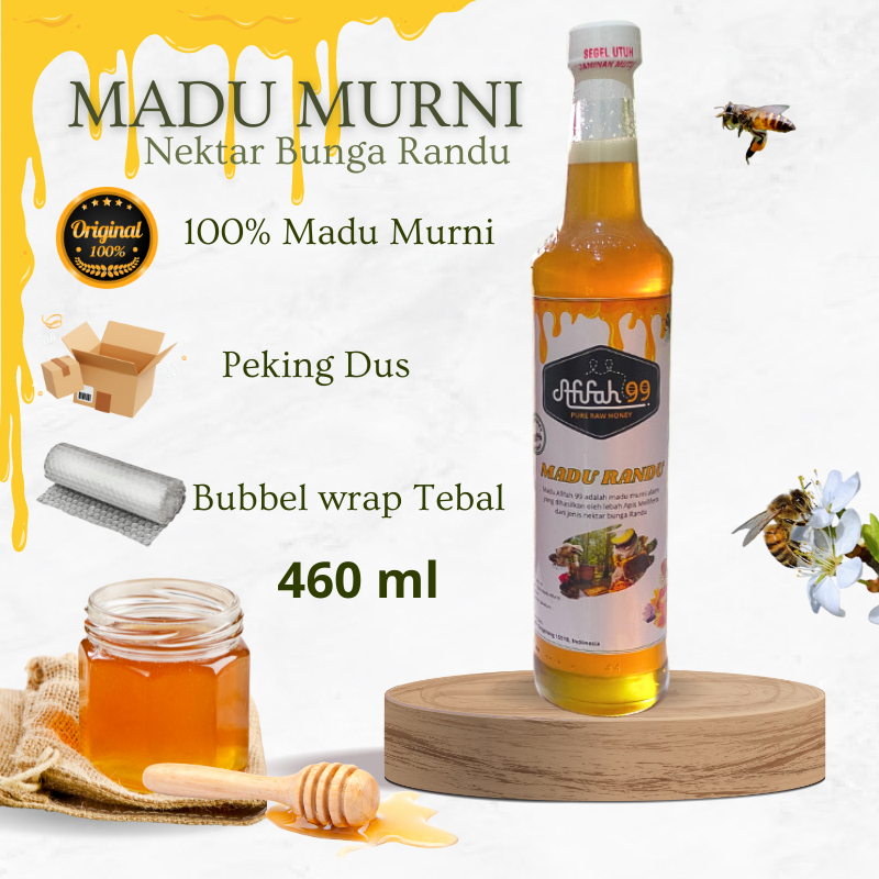 

Madu Murni Afifah 99 (460 ml ) Madu Asli Nektar Bunga Randu 100% Alami Pure Natural Raw Honey