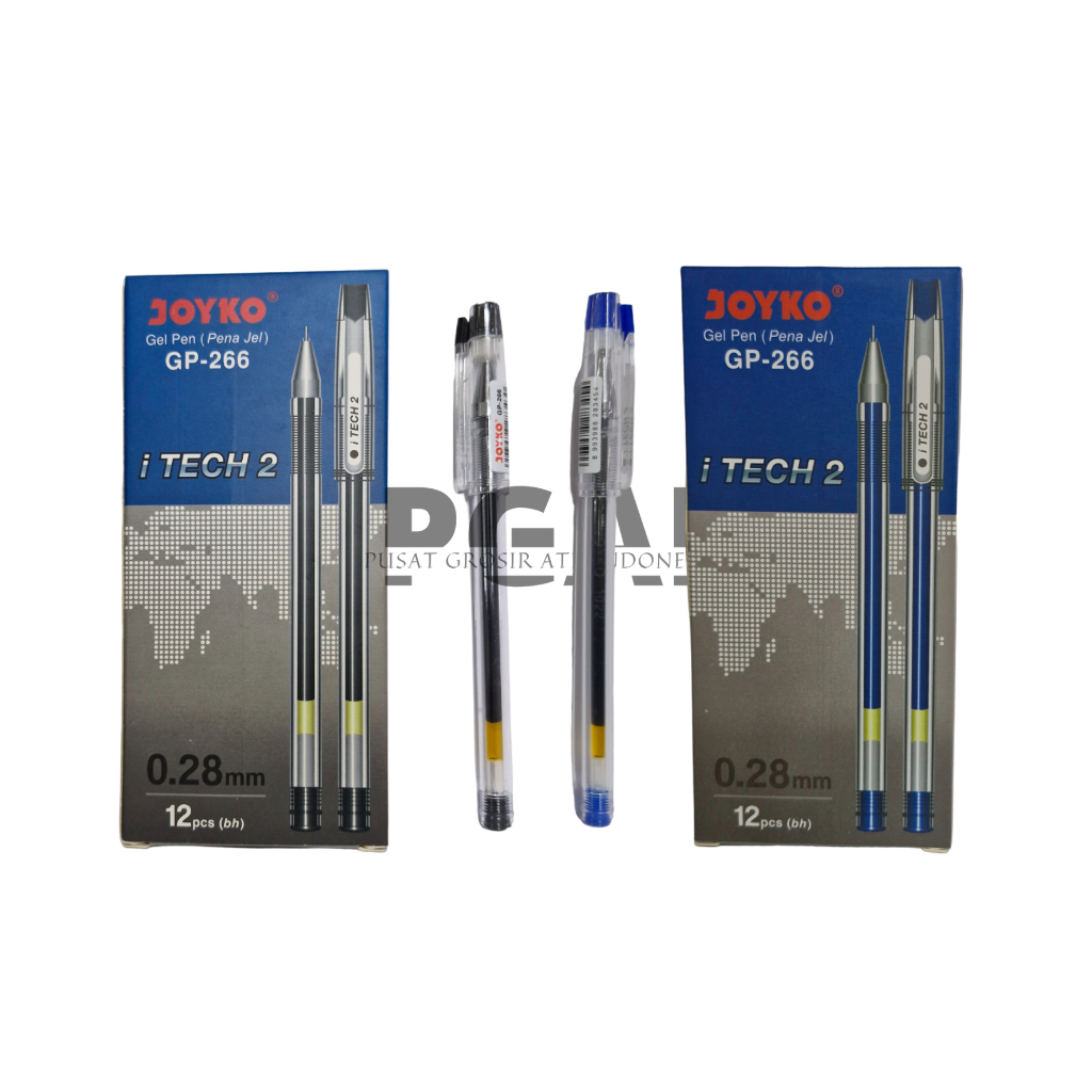 

BOLPOIN PULPEN GEL PEN JOYKO GP-266 I TECH 2 0.28 1 PACK ISI 12 PCS TINTA HITAM DAN BIRU