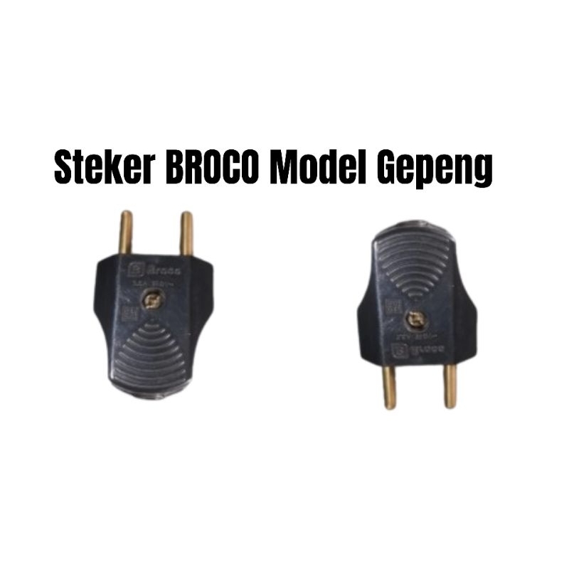 steker listrik steker gepeng pipih hitam steker BROCO colokan listrik SNI