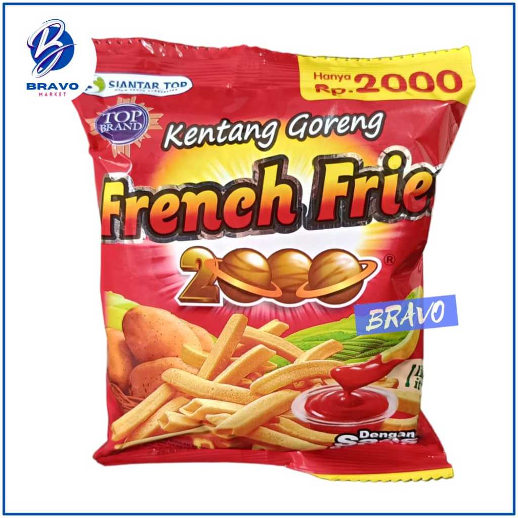 

SIANTAR TOP KENTANG GORENG FRENCH FRIES 2000 DENGAN SAOS SAMBAL COLEK / FRENCH FRIES 2000 15 GRAM / Harga Per Pcs