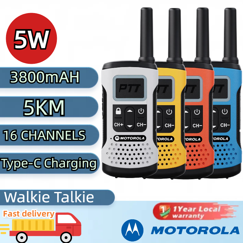 （2Pcs）HT Motorola T60 Walkie Talkie 5W UHF Handy Talky Two Way Radio Black 2 interphone Jarak Jauh P