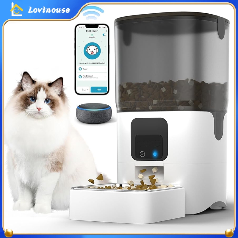 6L Smart Pet Feeder With Camera WIFI+APP Kontrol jarak jauh Automatic Pet Feeder Cat Feeder Dog Feed