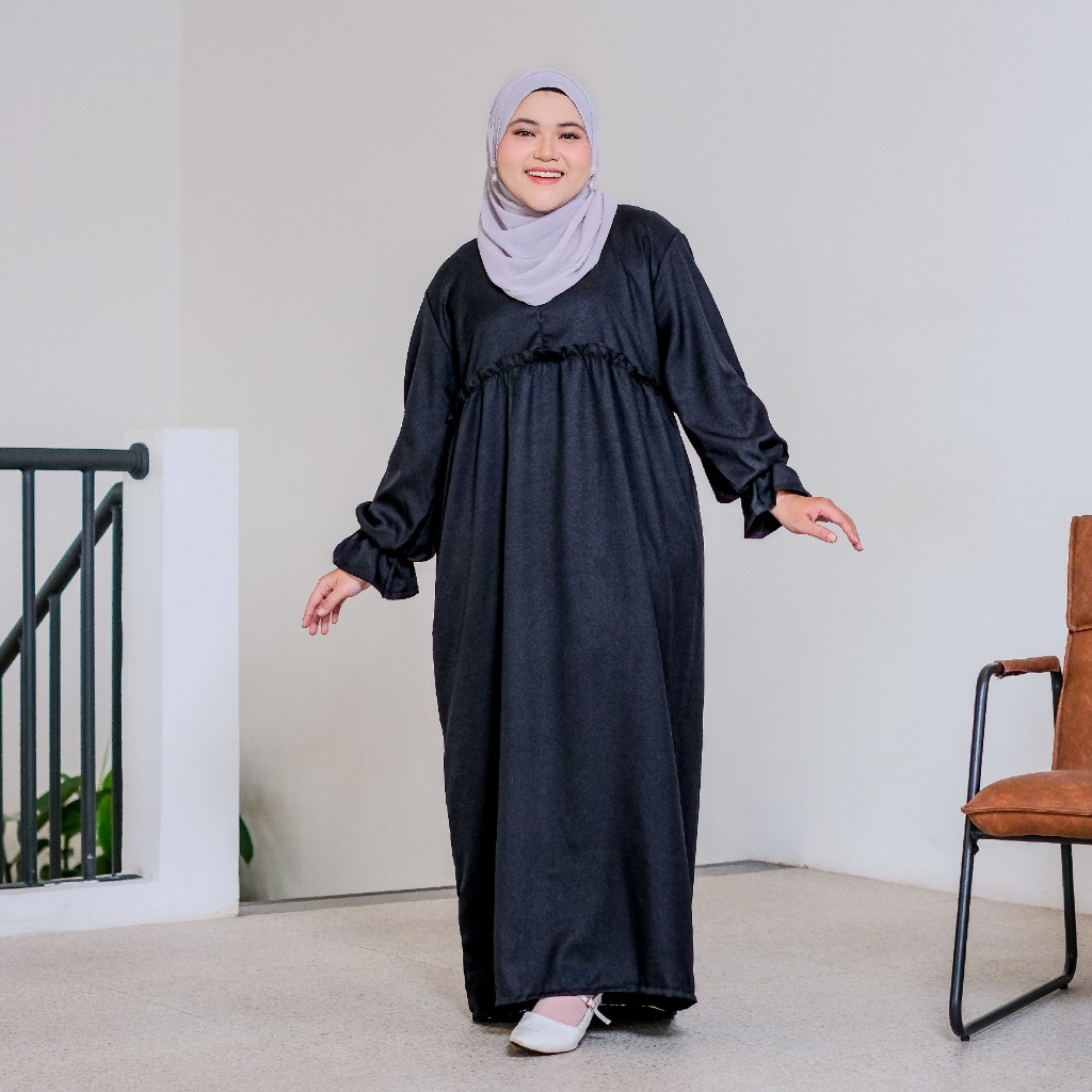 Siselyo Casha Ruffle Dress | Dress Ruffle Gamis Busui Gamis Polos Jumbo