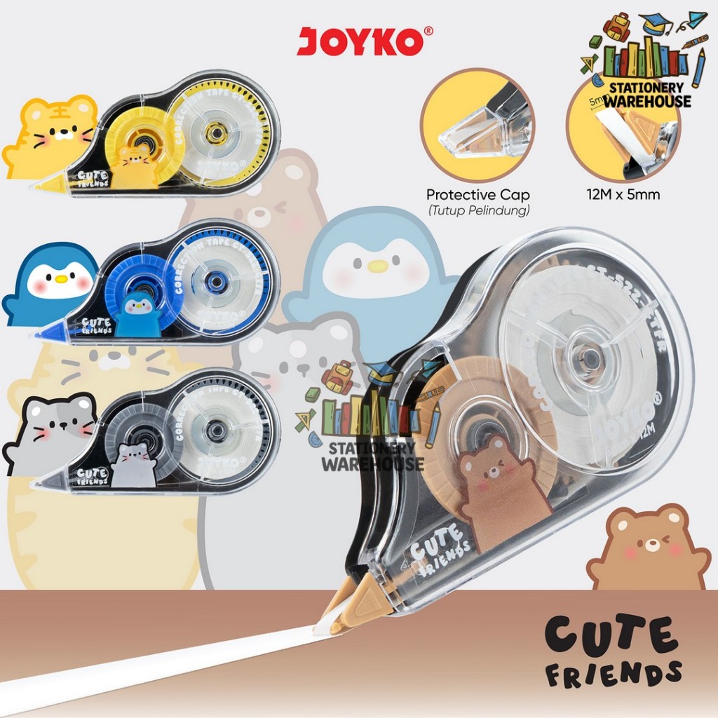 

Pita Koreksi Correction Tape Joyko CT-522-CTFR Cute Friends