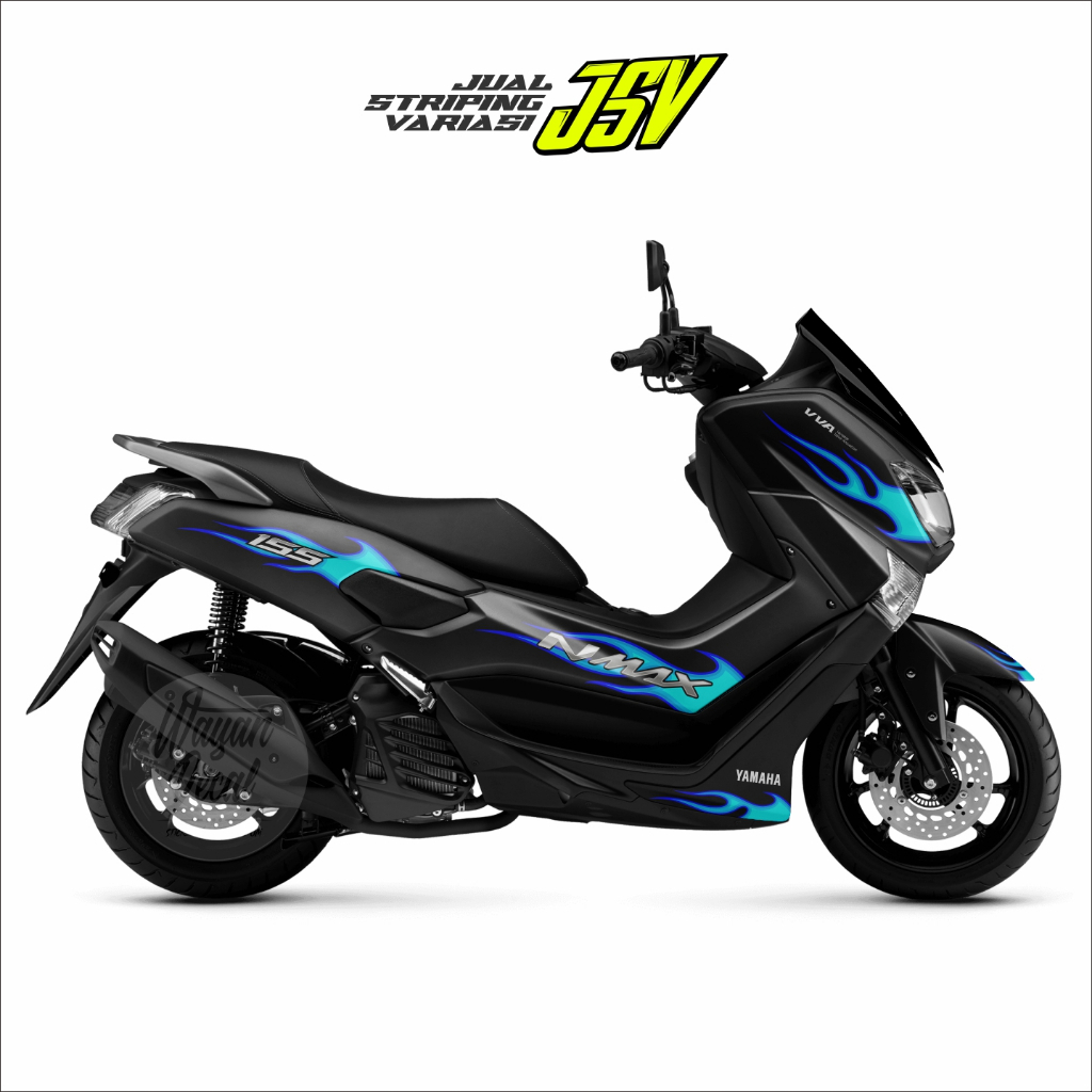 Striping NMAX FLAME API Tranparant UV dengan Tinta Putih Stiker YAMAHA NMAX New Variasi