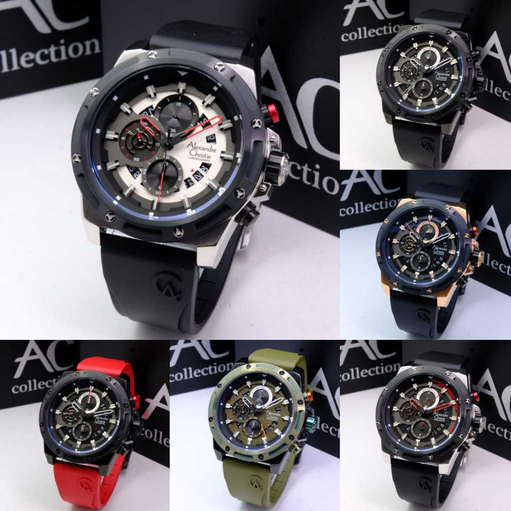 ORIGINAL Jam Tangan Pria Alexandre Christie AC 6506 / AC6506 Garansi 1 Tahun - Strap Rubber