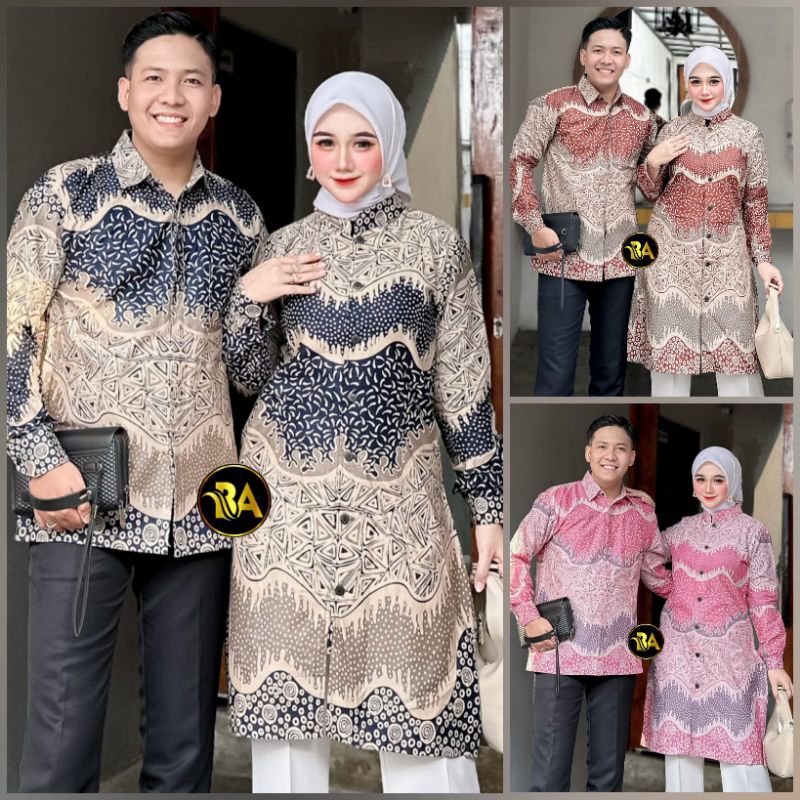 Batik Tunik Couple Modern Set Pakaian Couple Kemeja Batik Pria Batik Couple Premium