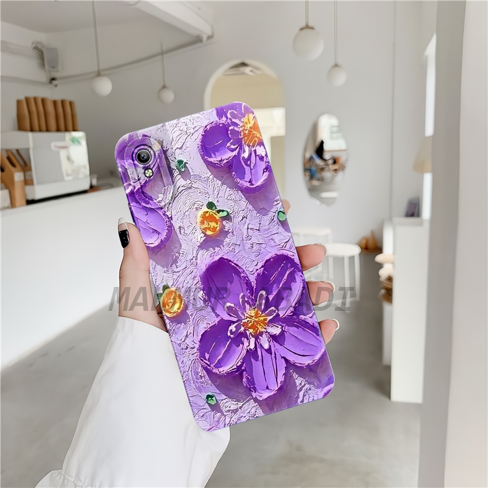 Case VIVO Y91C Y1S Casing Handphone Silikon Cassing Hp Softcase Mika Hp Cover Hp Kesing Motif Bunga