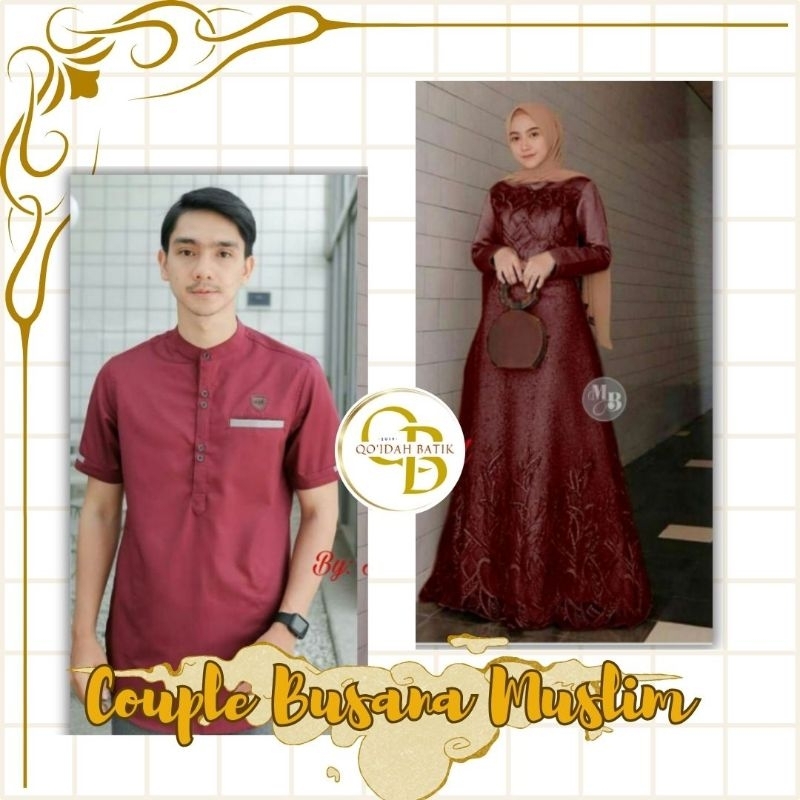 COUPLE BUSANA MUSLIM SUAMI ISTRI KEKINIAN (COD) | COUPLE KOKO KURTA & GAMIS AURA GOWN UKURAN STANDAR
