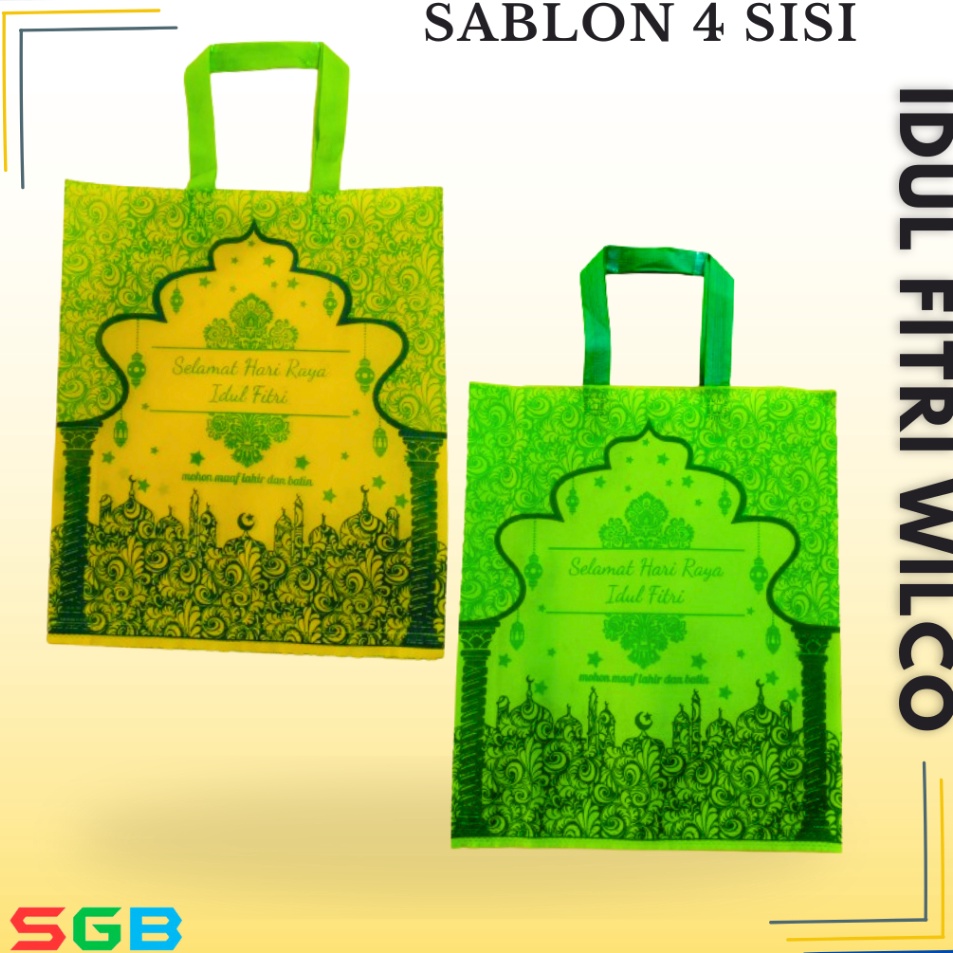 

1 LUSIN 12 pc Tas Spunbond Lebaran WILCO 38x45x8 4 SISI idul fitri Spunbond Lebaran