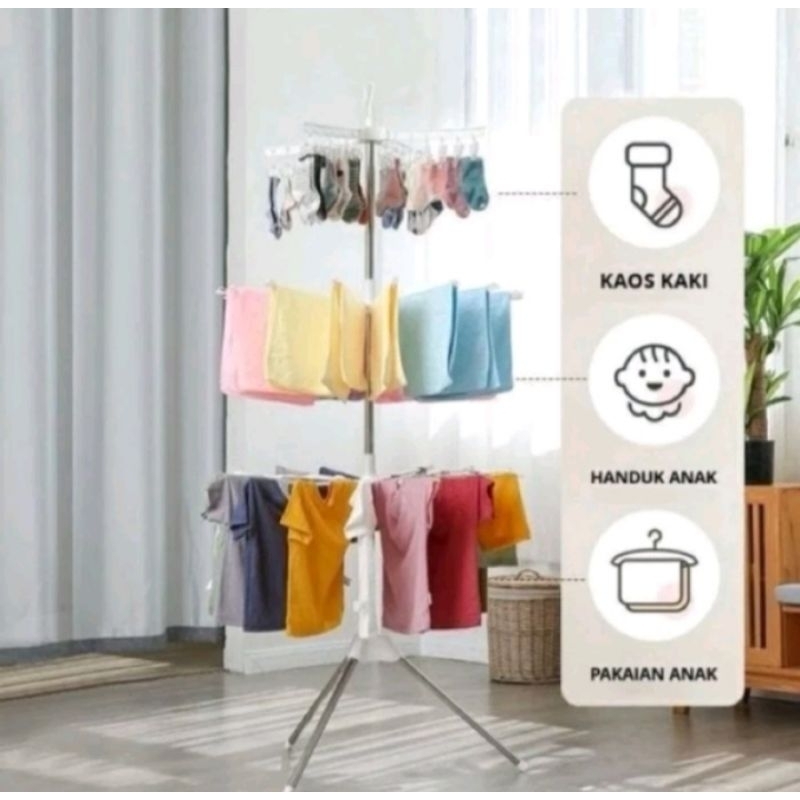 Jemuran menara 3 susun Jemuran Bayi 3 tingkat