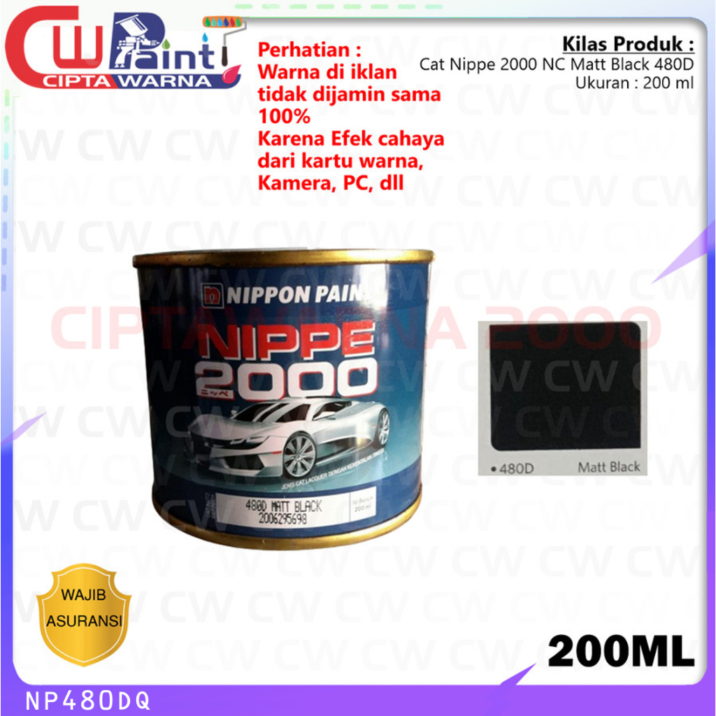 Nippon Paint Cat Duco NC Nippe 2000 Matt Black Hitam Doff 200ml - NIPSEA