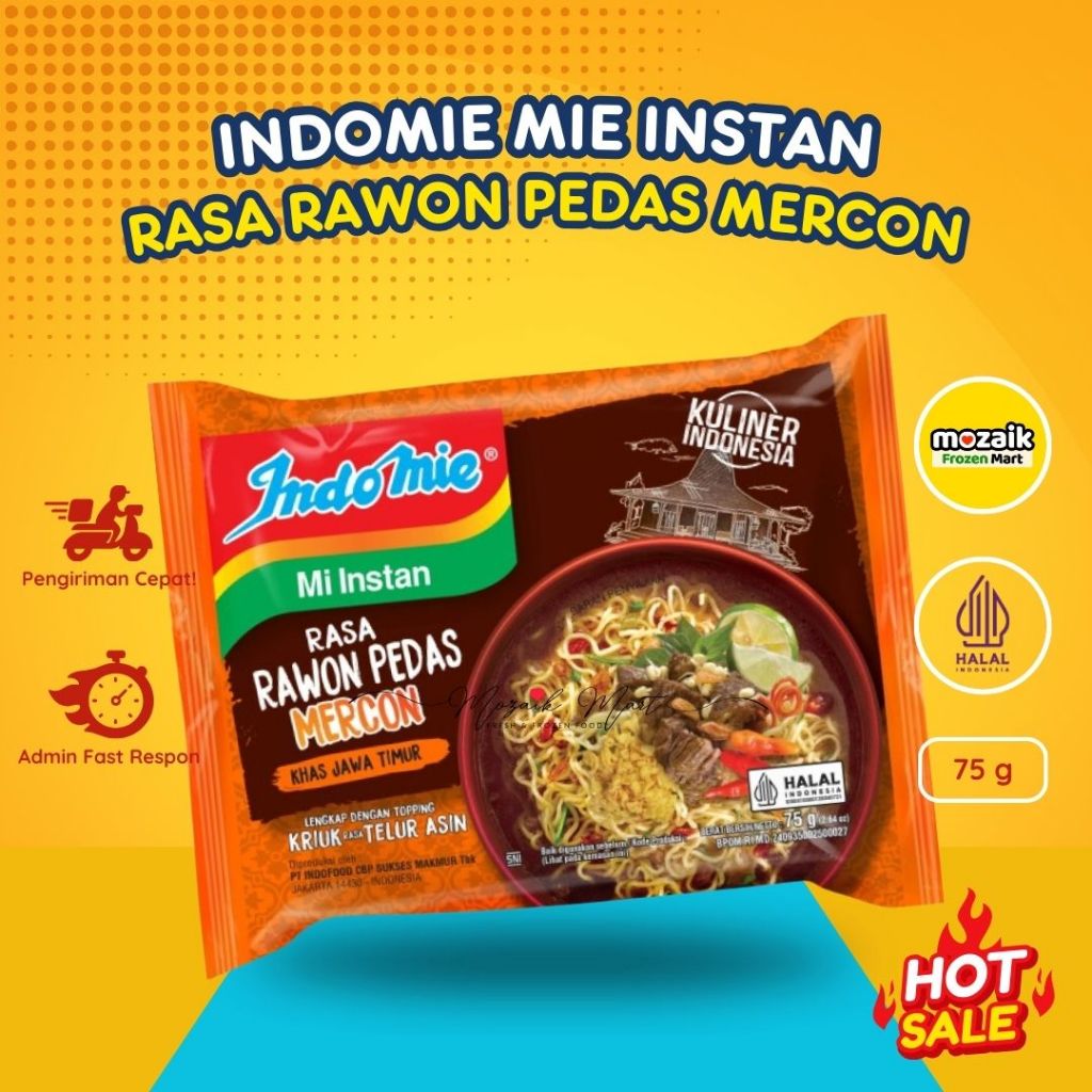 

Indomie Mie Goreng Rawon Pedas Mercon Frozen Mart Frozen Food Palembang 75 gr