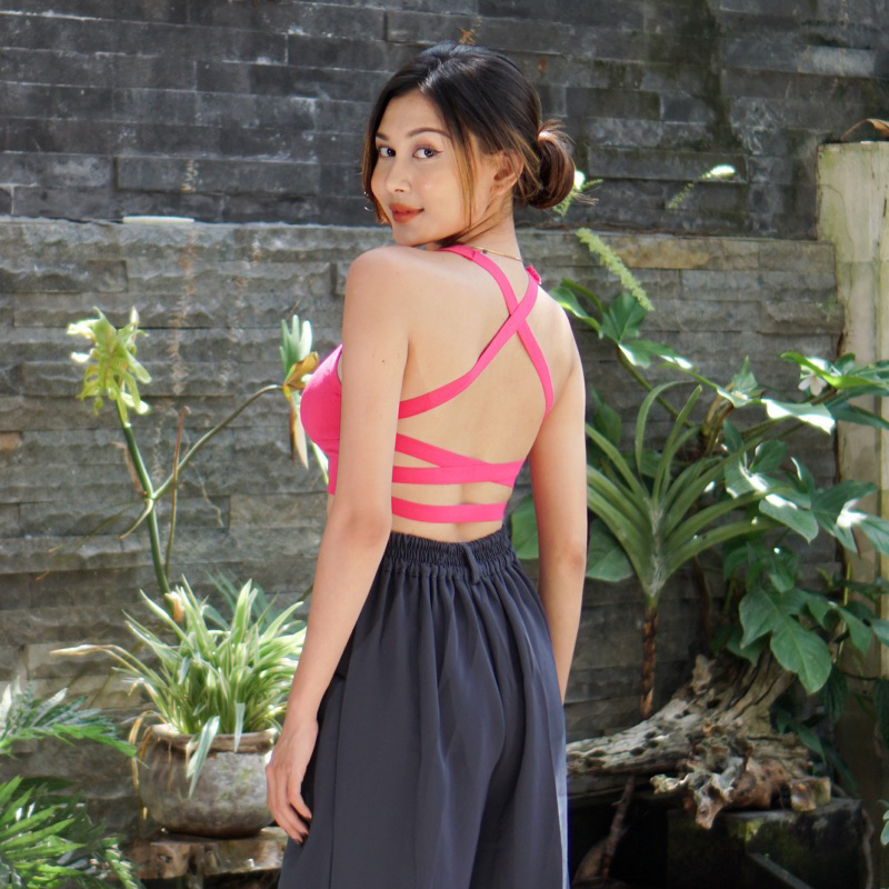 HVN - TANKTOP BACKLESS - TANKTOP RIB TALI SILANG STRETCHABLE