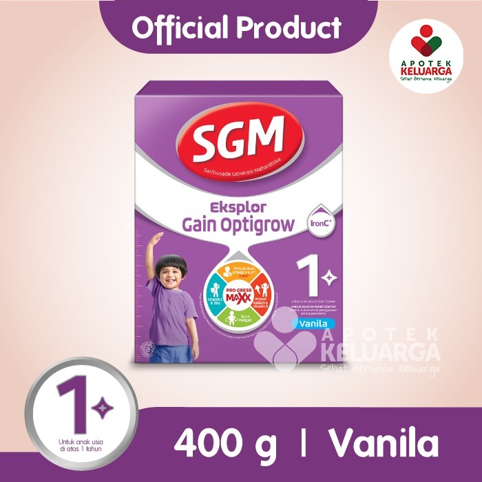 Sgm Eksplor Gain Optigrow 1 Plus Vanila 400g#SUSU FORMULA BAYI DAN ANAK#SUSU TINGGI KALORI