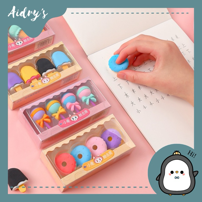 

❤️ AIDRY’SLOVE ❤️ PENGHAPUS KARAKTER ES KRIM LUCU SET 4 in 1 | PENGHAPUS MODEL LOLIPOP ICE CREAM | PENGHAPUS MURAH