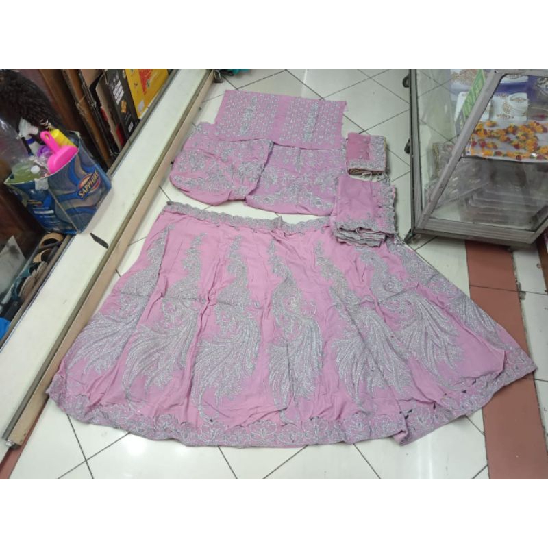 #TjM241 Baju India Pengantina Baby Pink Double Dupatta Selendang dapat 2 Premium Bludru Super Mewah 