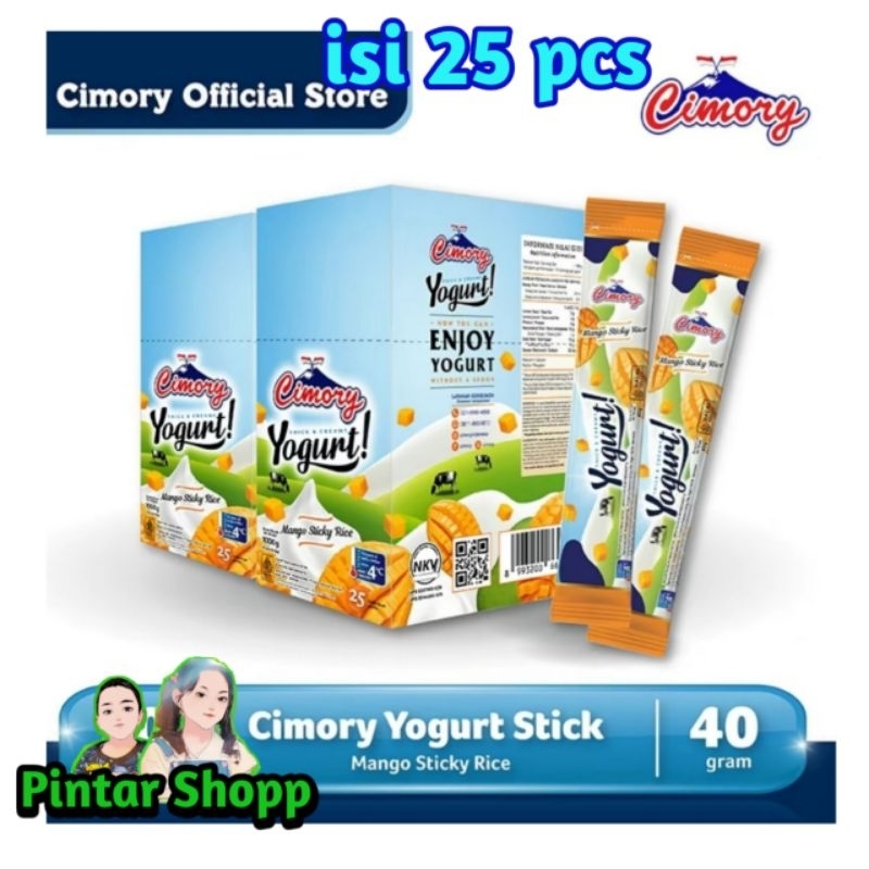 

25 pcs cimory yogurt stick varian rasa blueberry, strawberry, mangga original dan brown sugar