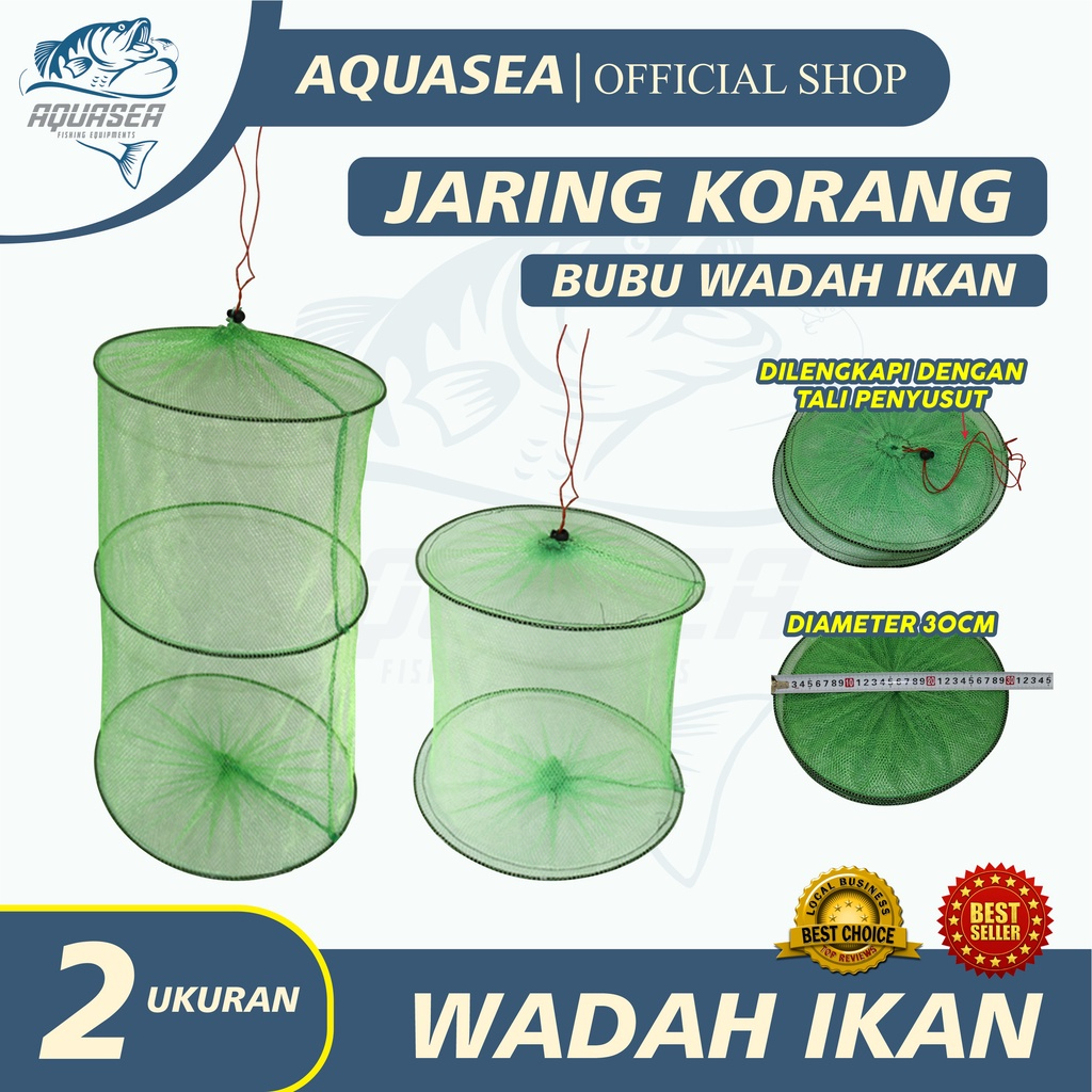 Jaring Korang Wadah ikan 2 & 3 Layer tempat Ikan bubu bulat Perangkap Ikan Jebakan Ikan Udang Lobste