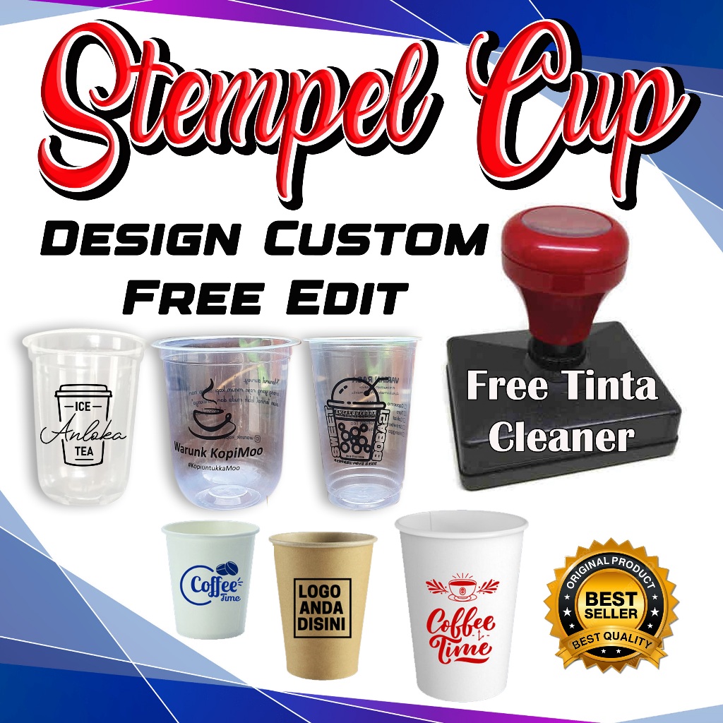 Stempel Gelas Cup Tinta Waterproof