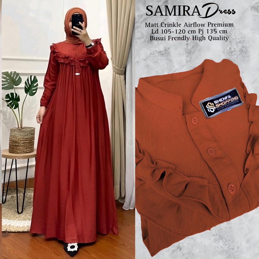 Gamis Polos Crinkle Airflow Jumbo // Gamis Wanita Kancing Depan Hiduo Cocok Buatt Busui