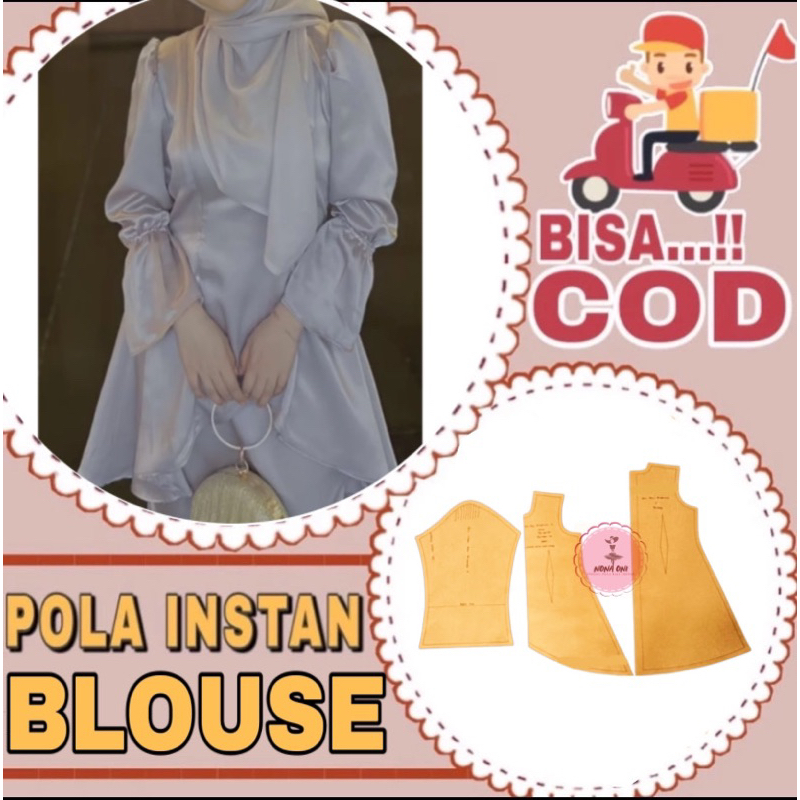 BISA COD✔️ Pola baju instan atasan blouse kurung melayu - pola jiplak blouse - pola jahit blouse - p