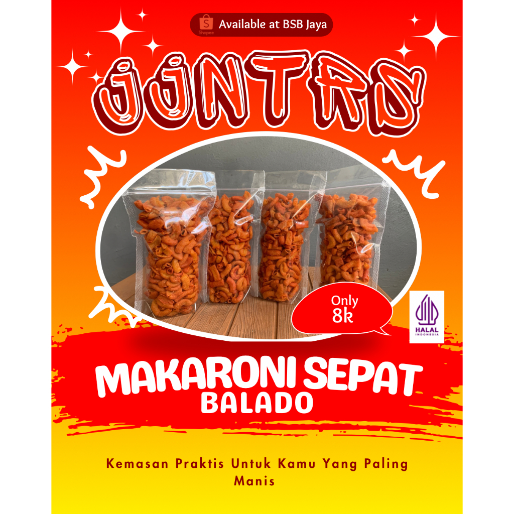 

MAKARONI BANTET PEDAS BALADO MURAH RENYAH ENAK BY BSB JAYA ISI | MAKARONI SEPAT PEDAS