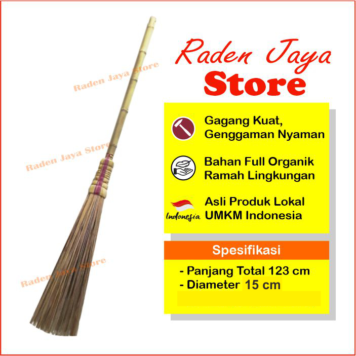 Sapu Lidi JANUR Klasik Gagang Bambu Cendani Besar, Ringan, dan Kuat