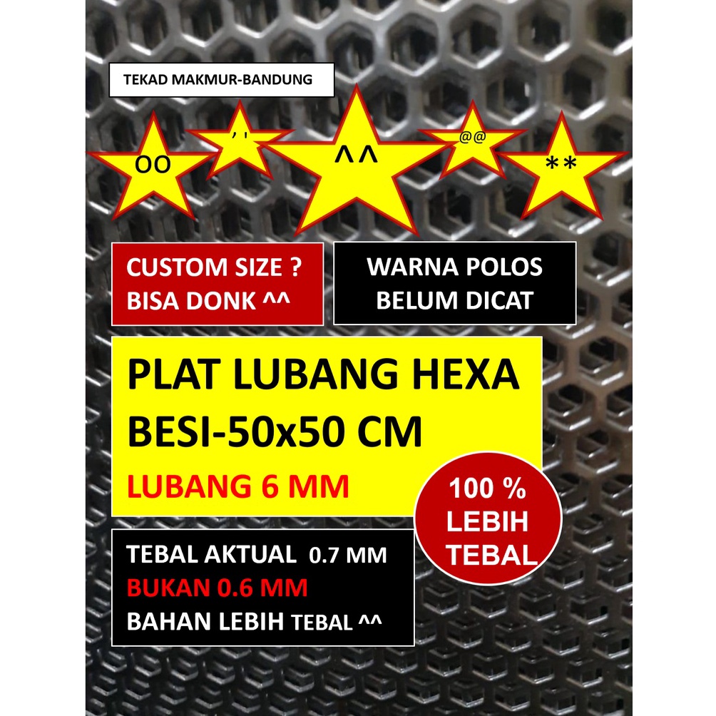 KODE U2Y5 Plat 5x5  Hexagonal Lubang 6 mm  Plat Besi Ram Speaker  Ram Grill Plat Lubang